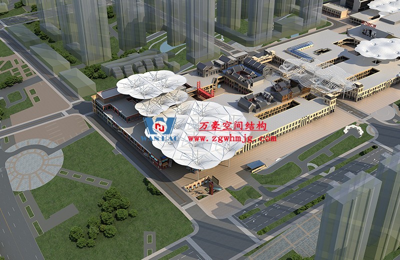 山東聊城萬達小鎮(zhèn)七彩祥云PTFE膜結構項目 山東聊城萬達小鎮(zhèn)七彩祥云PTFE膜結構項目