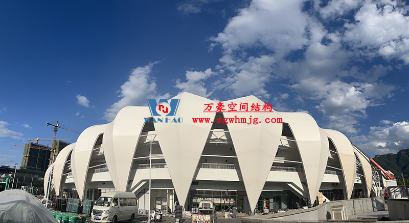 龍泉市體育場鋼膜結構工程接近尾聲