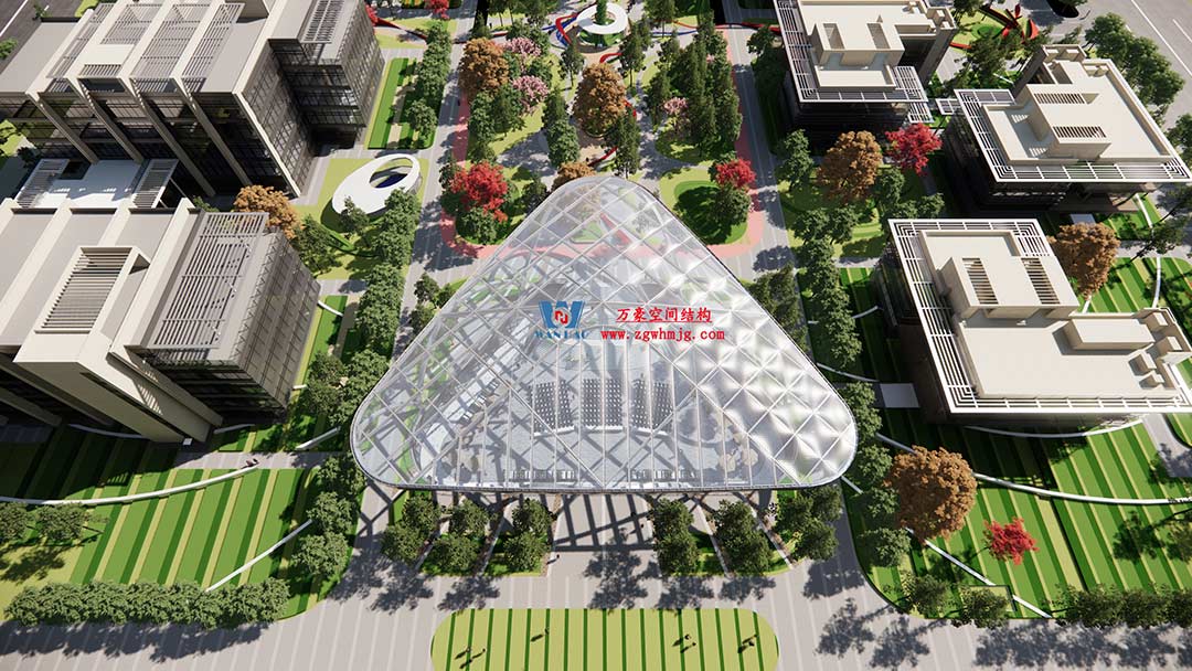 山東高端化工研究院下沉廣場天幕施工邁入關(guān)鍵階段