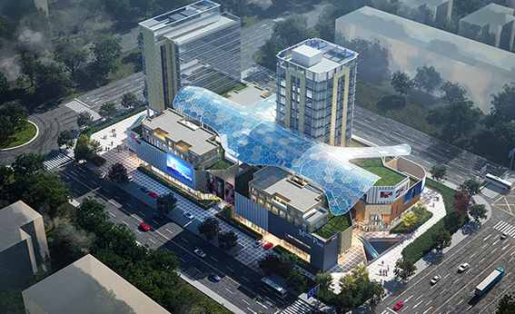 嘉興長安里ETFE氣枕鋼膜結(jié)構(gòu)頂棚工程